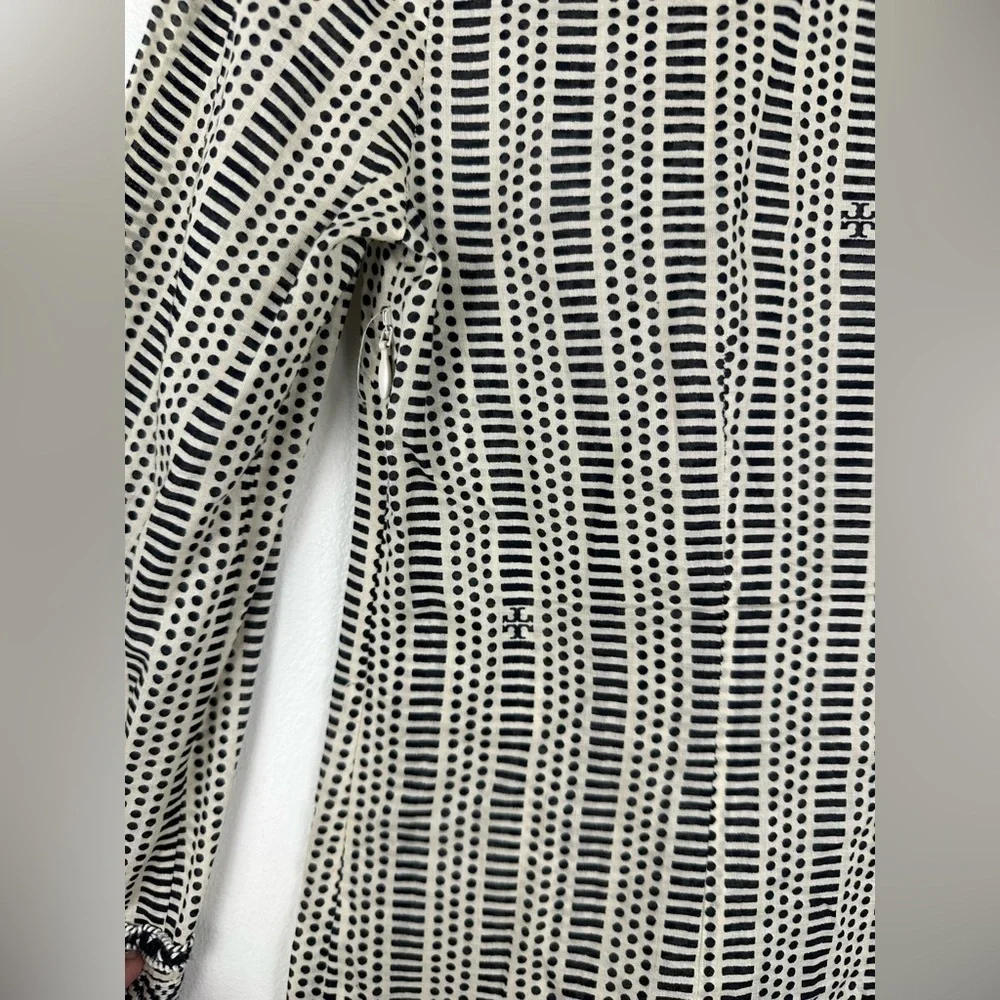 TORY‎ BURCH Corossol Black White Cotton V-Neck Mini Dress Coverup Sz 0